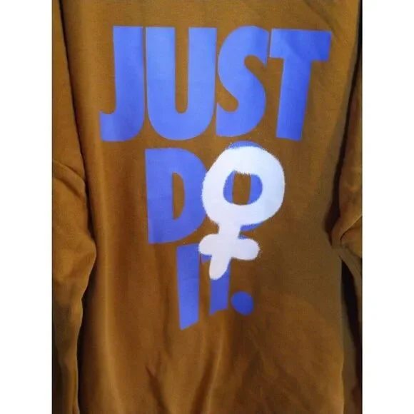 Nike Just Do It Mustard Cold Shoulder Nwot Medium Hoodie - Picture 7 of 15